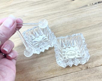 Small Princess House Crystal Sugar Bowls Mini With mini Spoons Tea Set Extra Cuteness And 24% Lead Crystal By Princess House