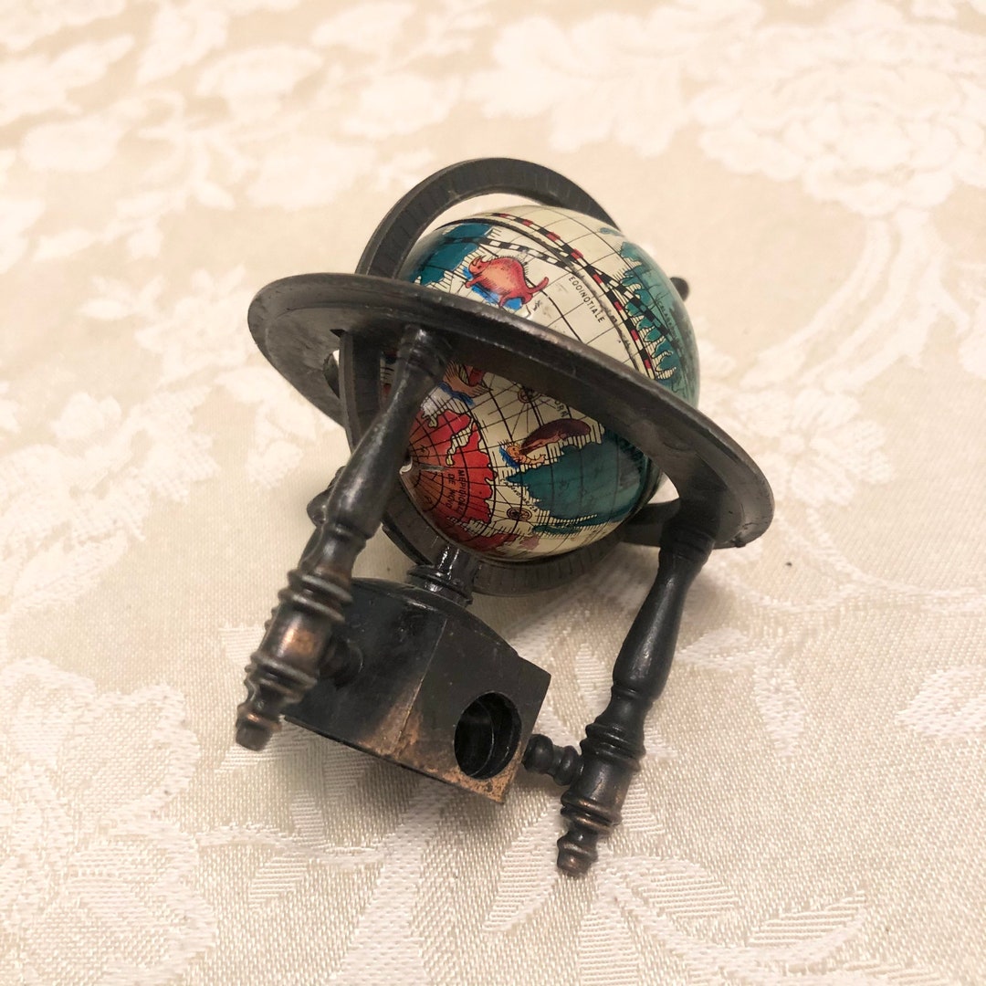 Vintage Mini Globe Pencil Sharpener Small Paper Weight Multi Purpose Office Supply and Decor