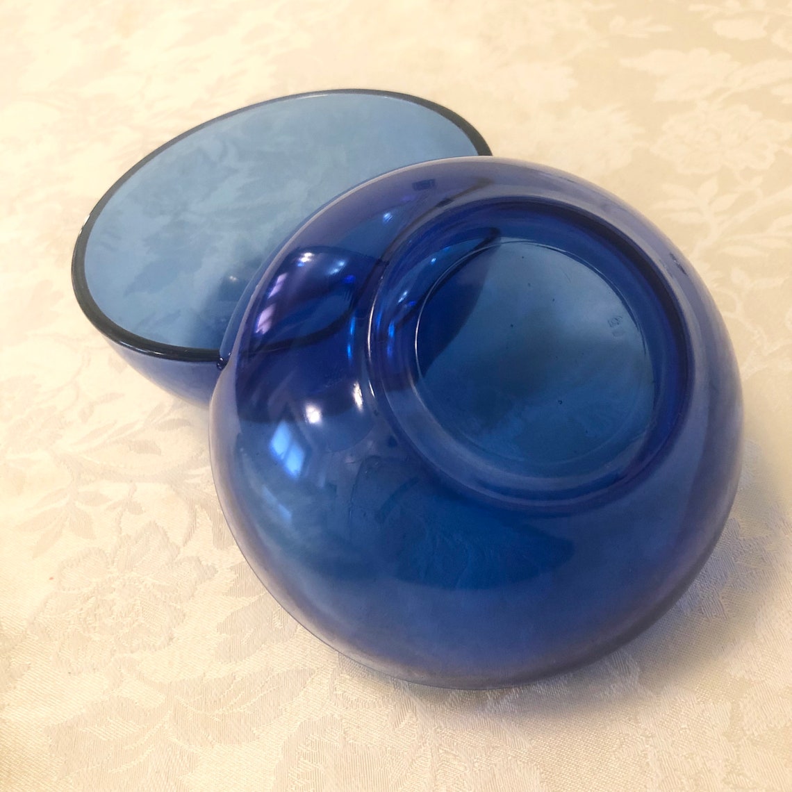 2 Cobalt Bowls Glass Bowls Beautiful Circular Design Of Cobalt | Etsy