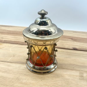 Antique Trinket Box Glass And Metal Jar With Hidden Inside Music Box In Lid With Beautiful Antique Jar With Felted Bottom