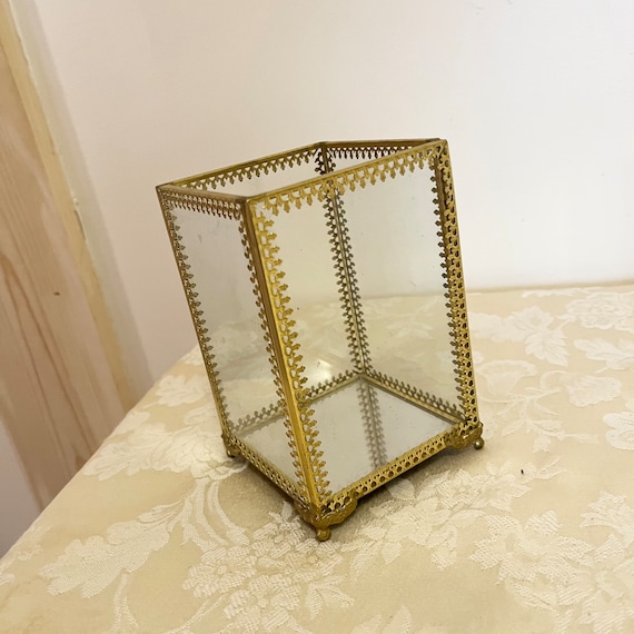 Vintage Glass Box Hallow Glass Jewelry Box Jewelry Storage Box Glass Walls Viva Handcrafted In Mexico Jewelry Box See Through Box