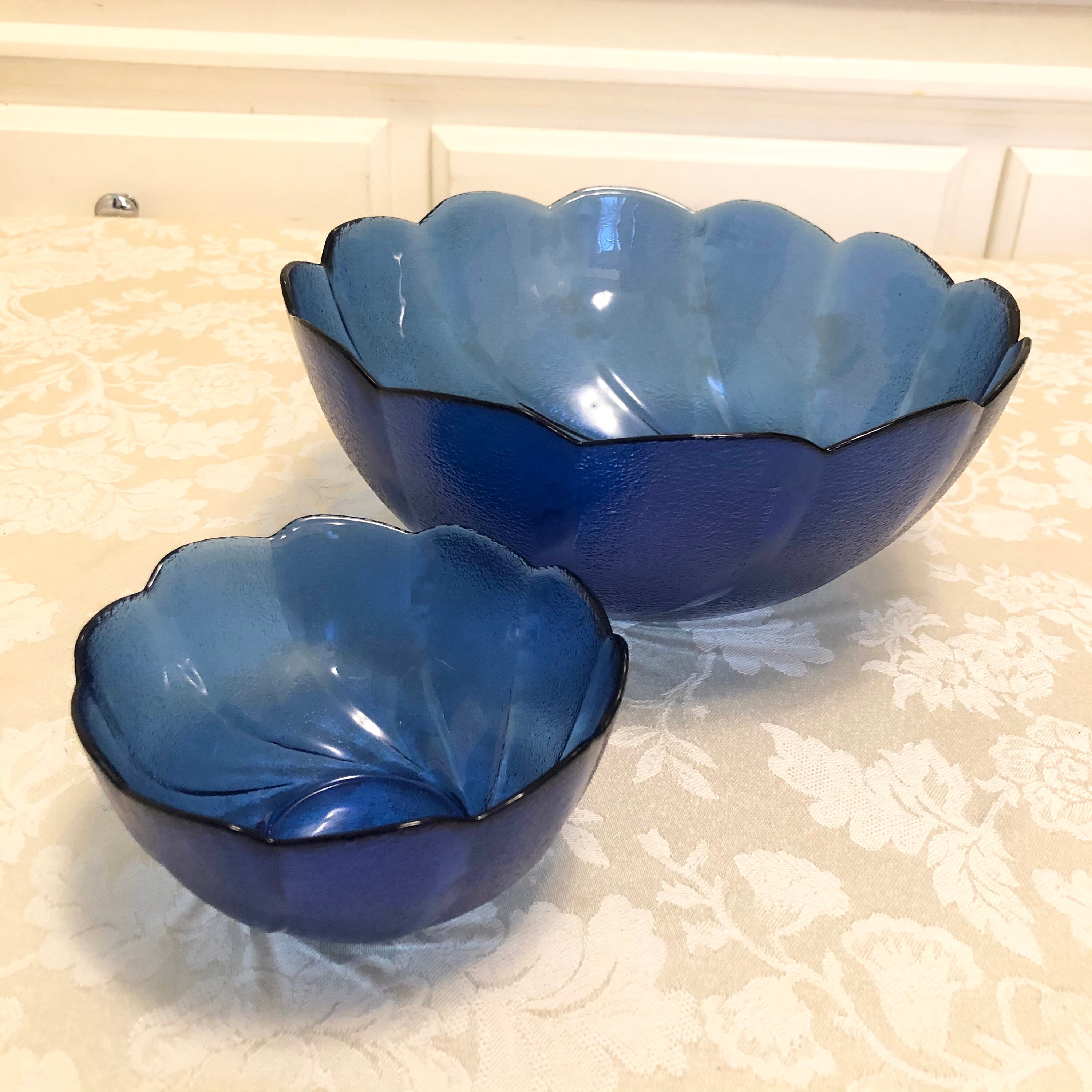 French Arcoroc Cobalt Bowl Chip And Dip Serving Cobalt Bowl Etsy