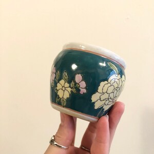 Vintage Indoor China Hand Painted Planter With Gold Details Antiqued China Plant Planter And Garden Traditional China Scene With Flowers