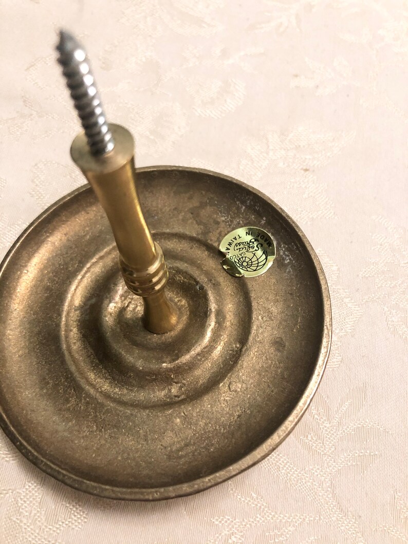 Mid Century Solid Brass Wall Hangers Large Brass Knobs Screw Etsy