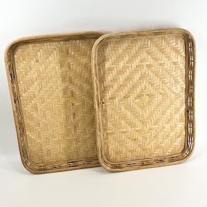 Mid Century Bamboo Trays Weaved Trays Beautifully Crafted Vintage Lap Tray Older Thick Design Very Sturdy Breakfast Tray