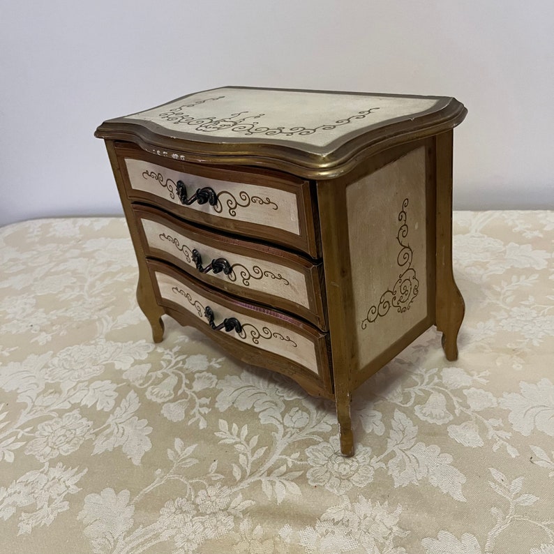 Gold Tone Japan Jewelry Box Gold Music Box With Bright 60s Red Etsy