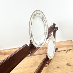 Dark Cherry Wood Open Cabinet Plate Rack Shadow Box Shelf Inclosed ...