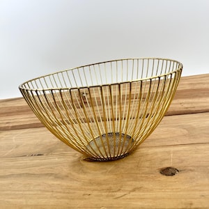 Vintage Solid Brass Golden Bowl Fruit Bowl Brass Open Bowl Vintage Brass Bowl Decorative Bowl See Through Wire Bowl