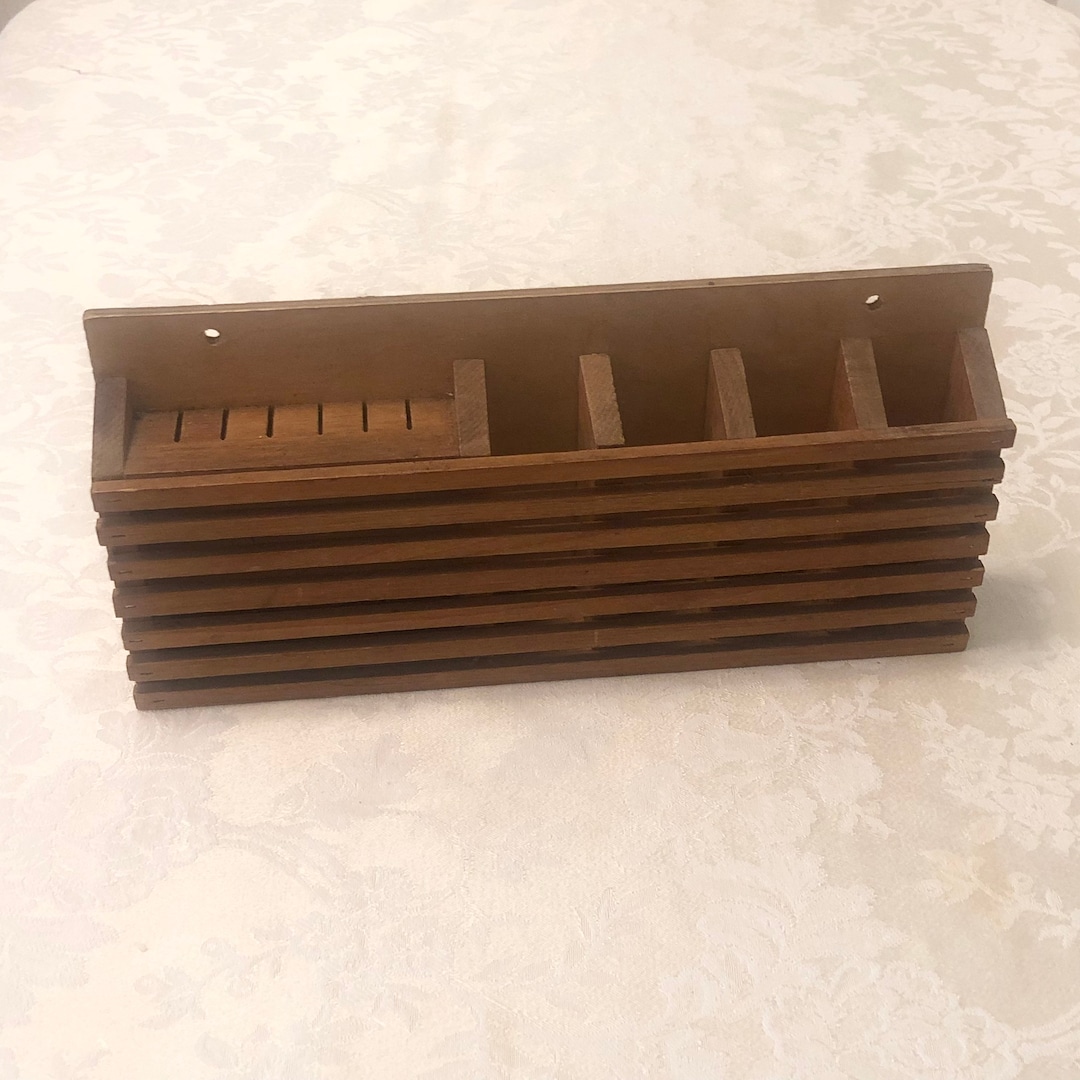 Vintage Wooden Knife Block and Utensil Storage Wall Holder Etsy