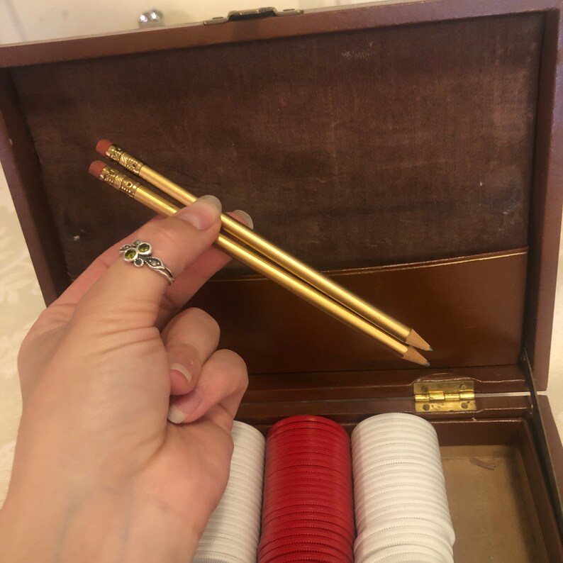 Vintage Poker Chip Set in Vinyl Box Beautiful Vintage Poker Etsy