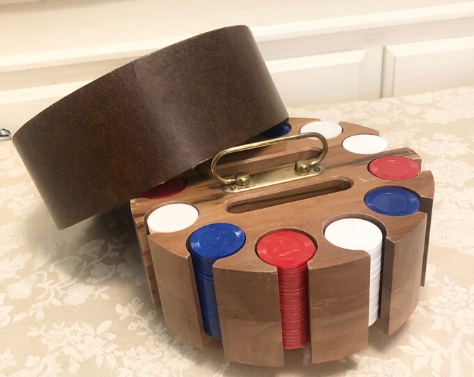 Vintage Poker Chip Set in Vinyl Box Beautiful Vintage Poker Set