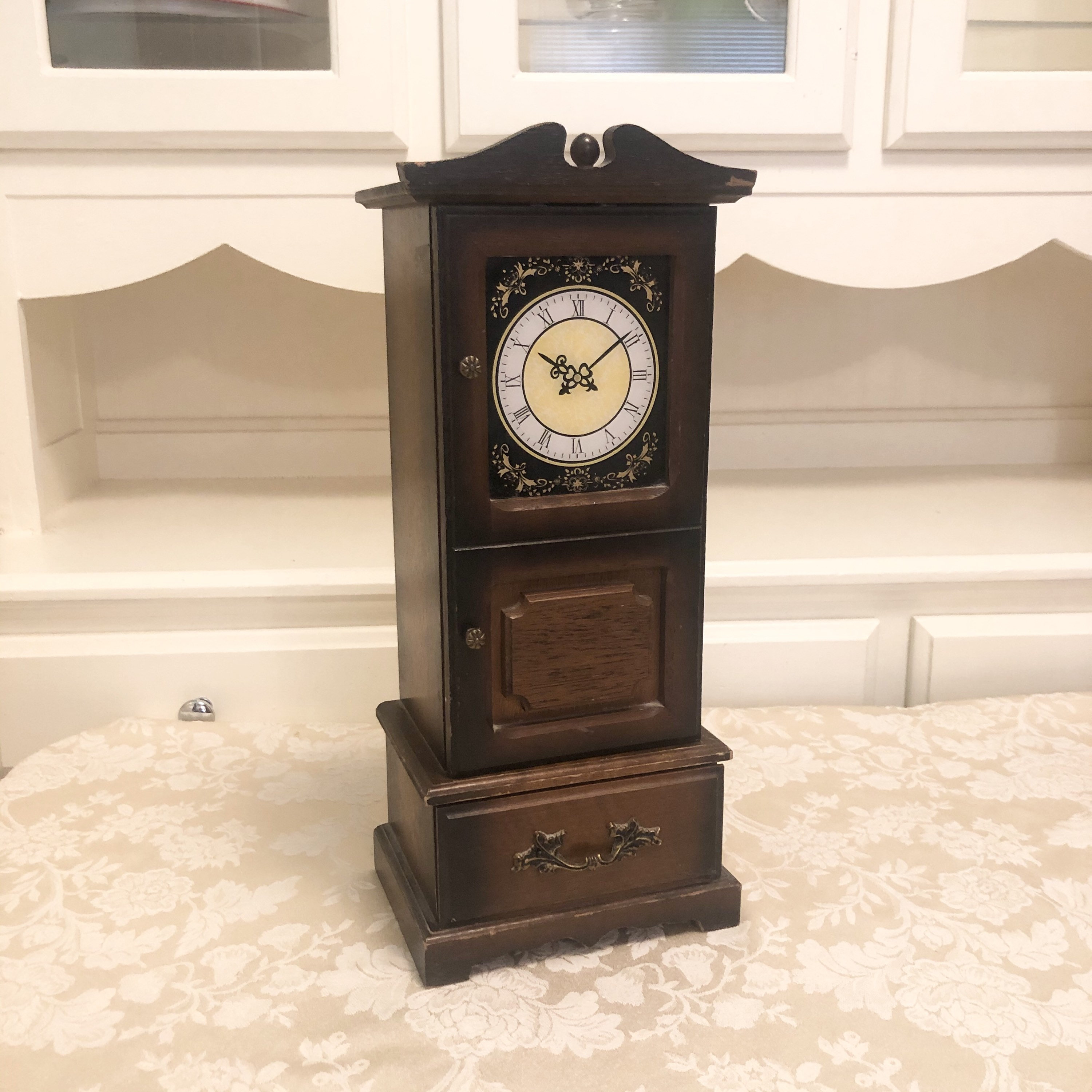 Wood Grandfather Clock Jewelry Box With Five Drawer Storage Etsy