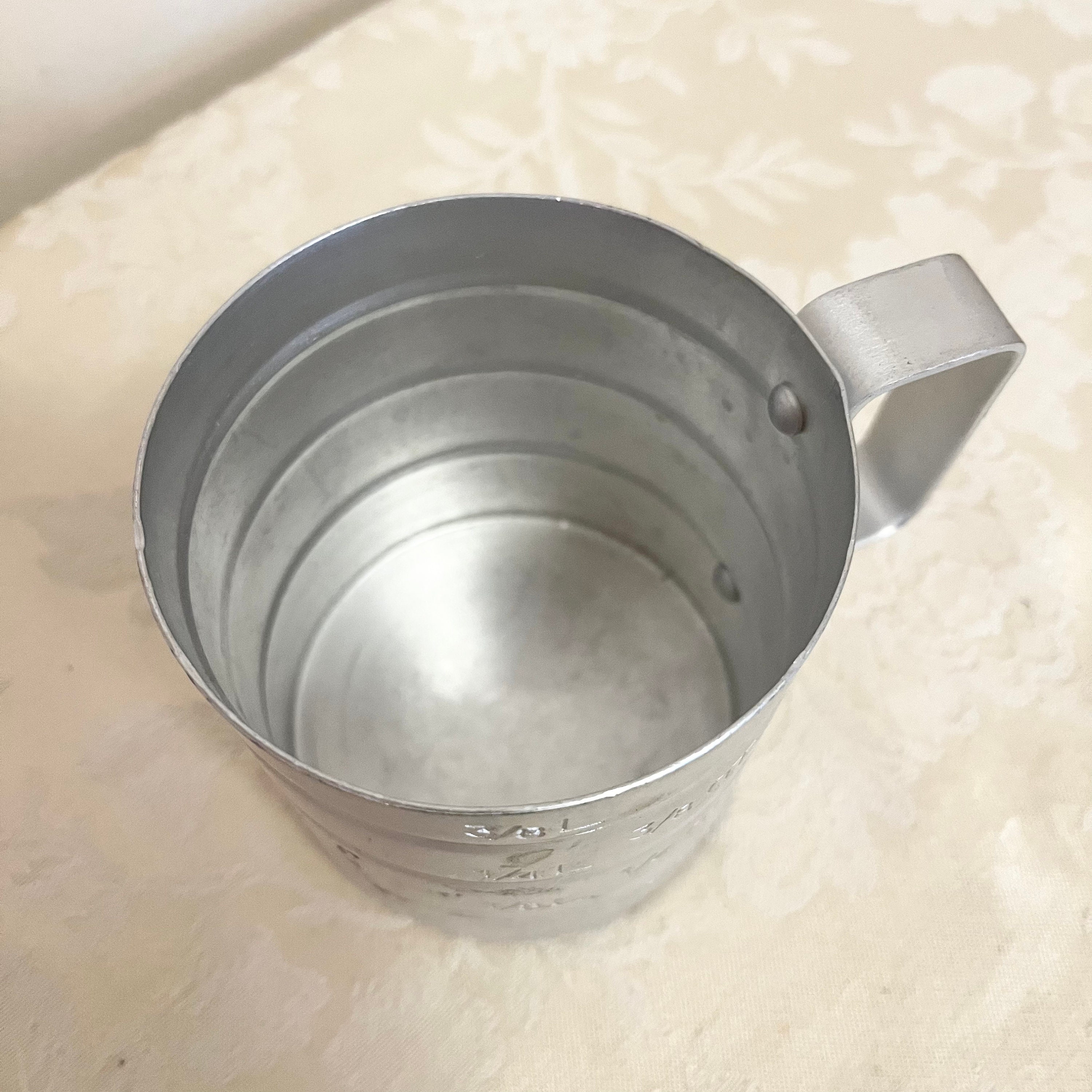 Rare Liter and Quart Measuring Cup Cereal Scoop Aluminum 