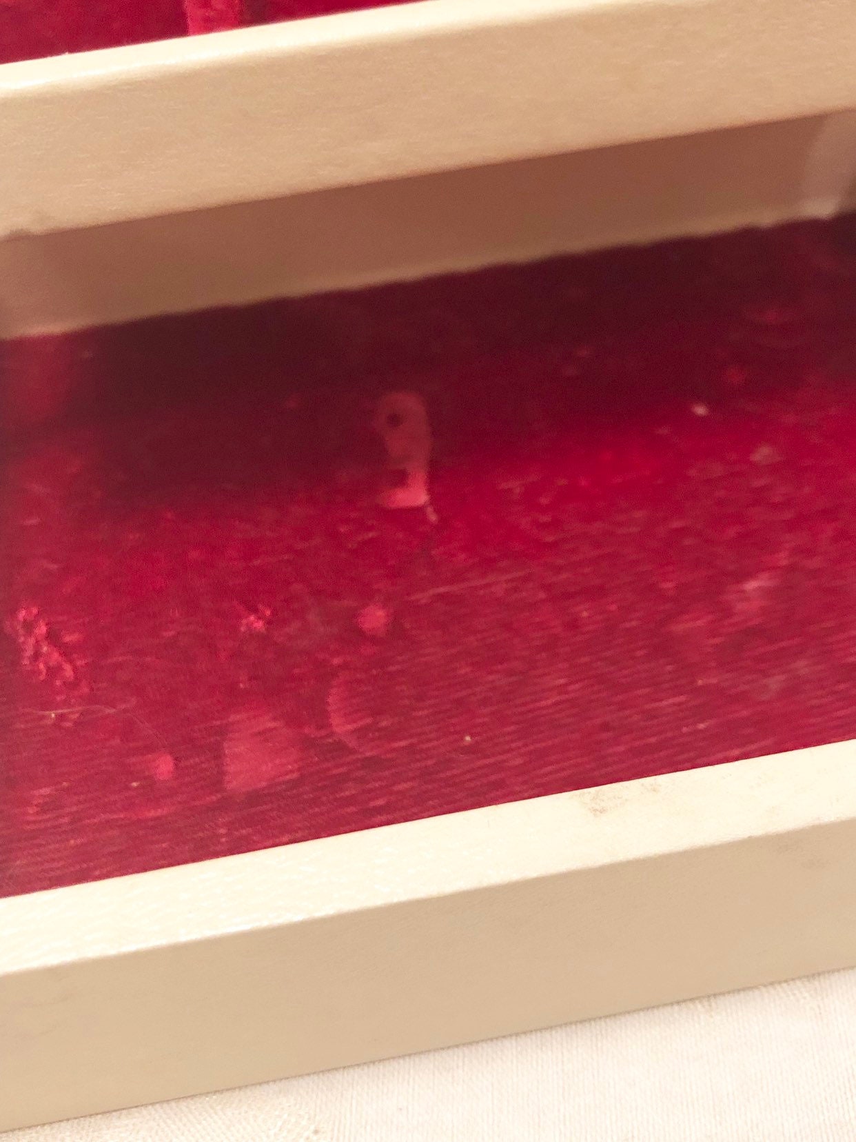 Small Cream Jewelry Box With Wine Felt Victorian Golden Trim Etsy