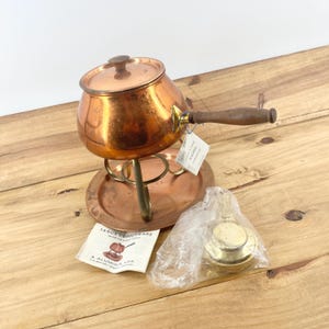 Vintage Tagus Copper Pot Copper And Brass Pot Mini Fondue Copper Kitchen Art Decor Pan With Brass Handle Primitive Copper Kitchen