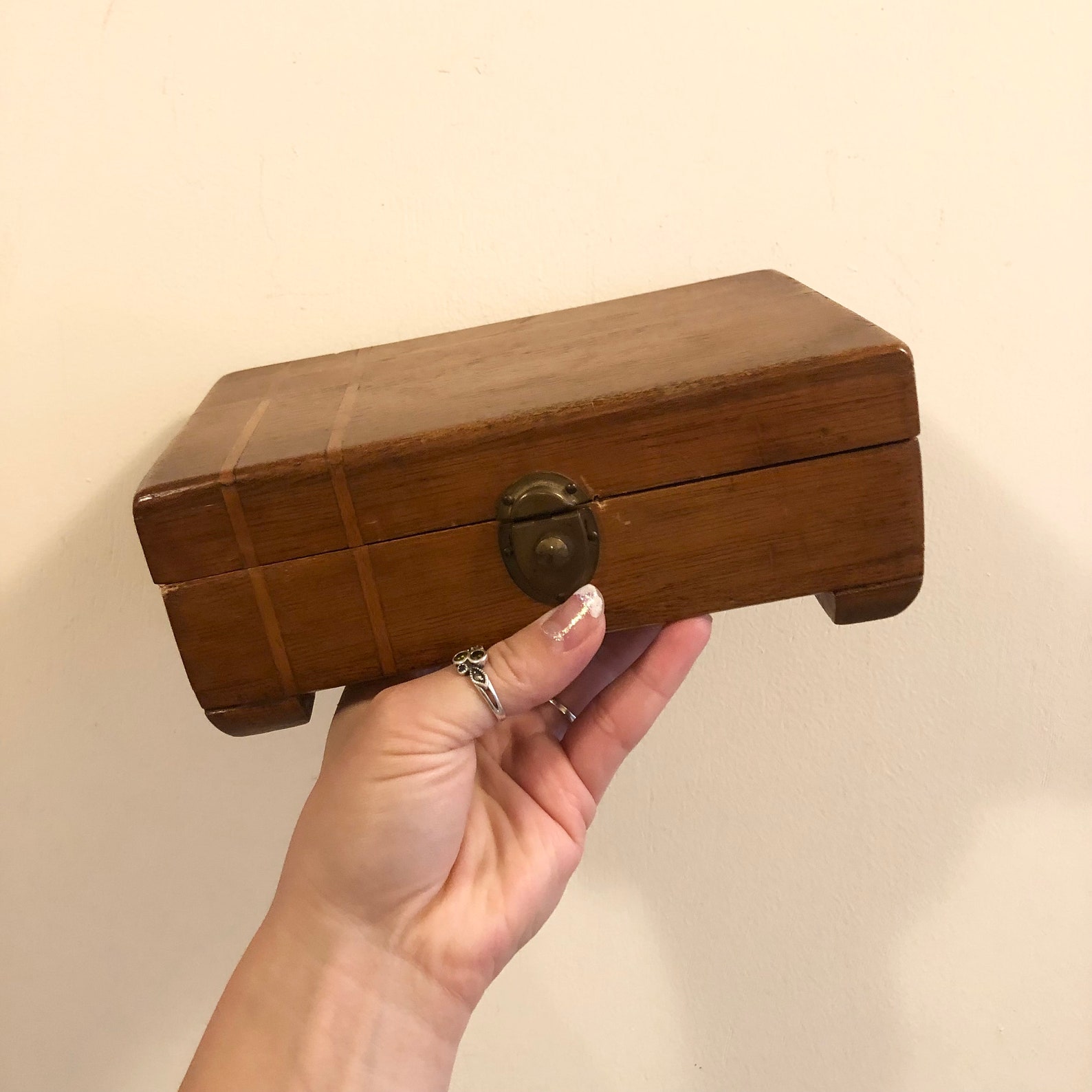 Locking Wooden Jewelry Box Wooden Chest Black Gray Finish Etsy