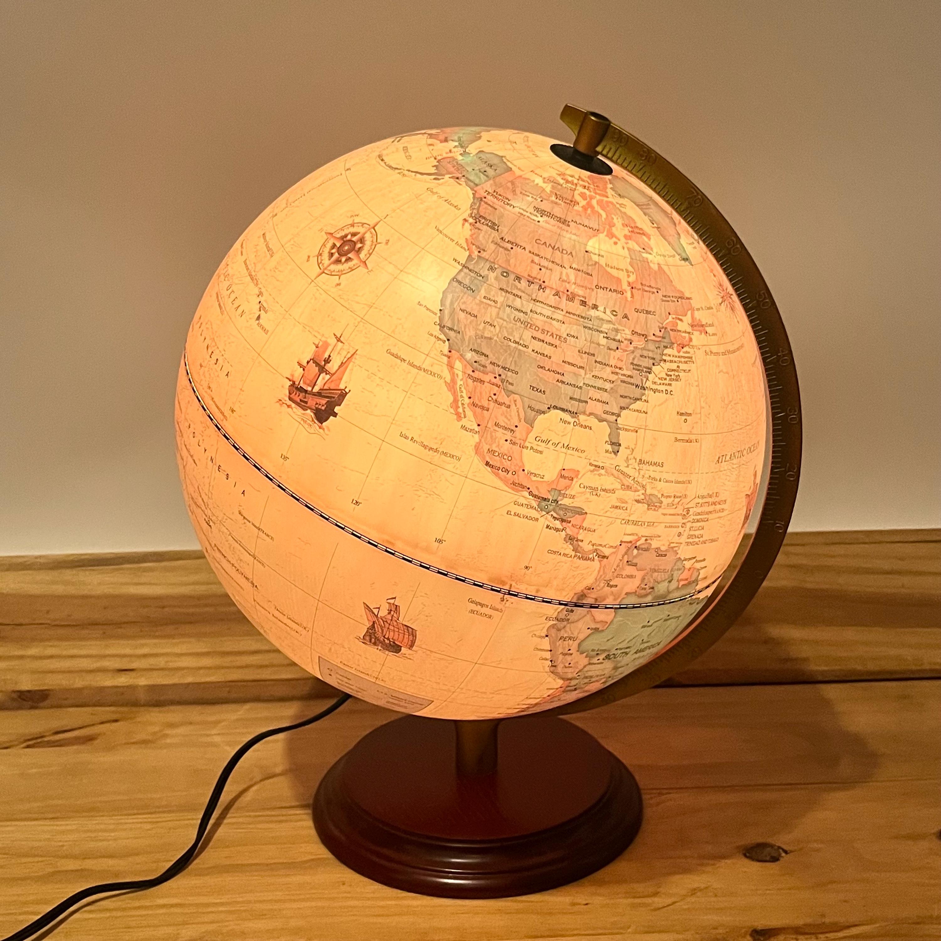 Vintage Standard 15.5” Inch Globe Lamp 70s 80s Decor Equator Glows