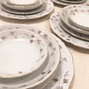 Lovely Fine China Dinner Set Discontinued Japan Maria 3829 Dinner Serving Set Serves 4 Dinner Plates, Lunch Plates, Bowls And Dessert Bowls
