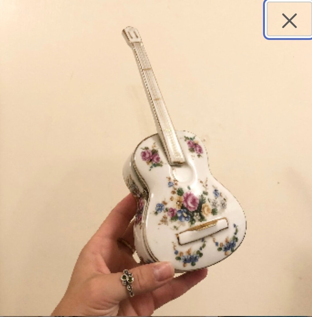 Porcelain Guitar Jewelry Box Small Saccharine Jewelry Box Etsy