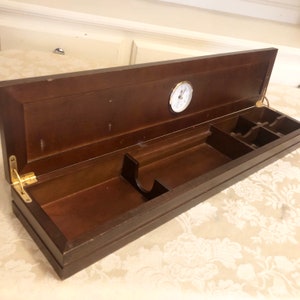 Vintage Wooden Box Trinket Storage Box Different Compartment And Sizes Unique Cut Outs With Clock Face Inside
