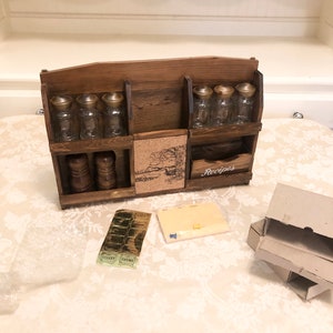 Minimalist Wooden Multi Purpose Kitchen Organizer Spice Jars Salt And Pepper Recipe Wall Box Cork Board Mail Organizer Center Solid Wood And