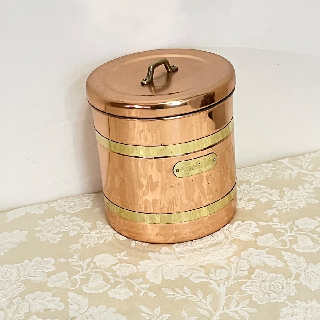 Vintage Copper Canisters Featuring Brass Knobs and Bands Rare Etsy