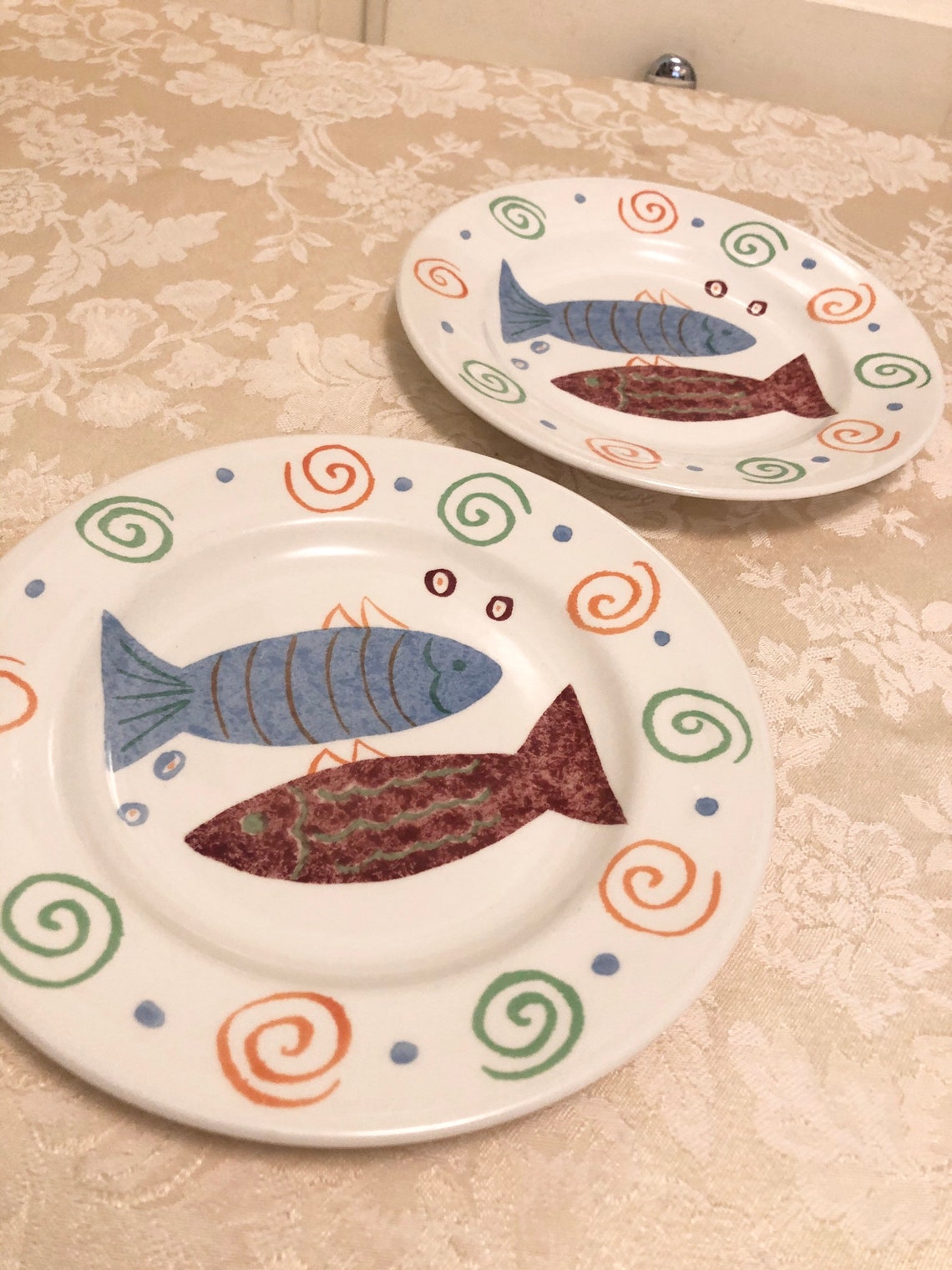 Made in England Fish Stoneware Plates Small Luncheon Plates Etsy