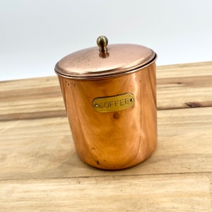 Solid Copper Coffee Canister Featuring Brass Knobs Vintage Kitchen Canisters Kitchen Rustic Copper Kitchen Can Replacement Coffee Copper Jar