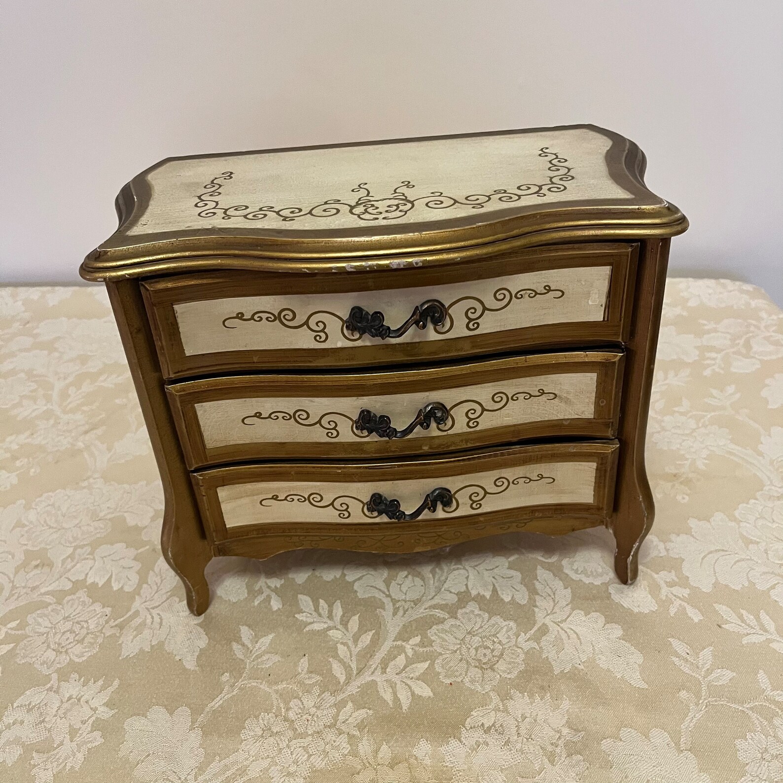 Gold Tone Japan Jewelry Box Gold Music Box With Bright 60s Red Etsy