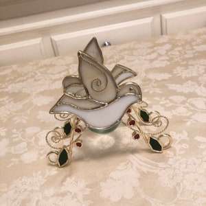 Stained Glass Dove Beautiful Candle Tea Light Holder Stained Windows White Pearl Glass Walls Candle Holder Christmas Table Decor
