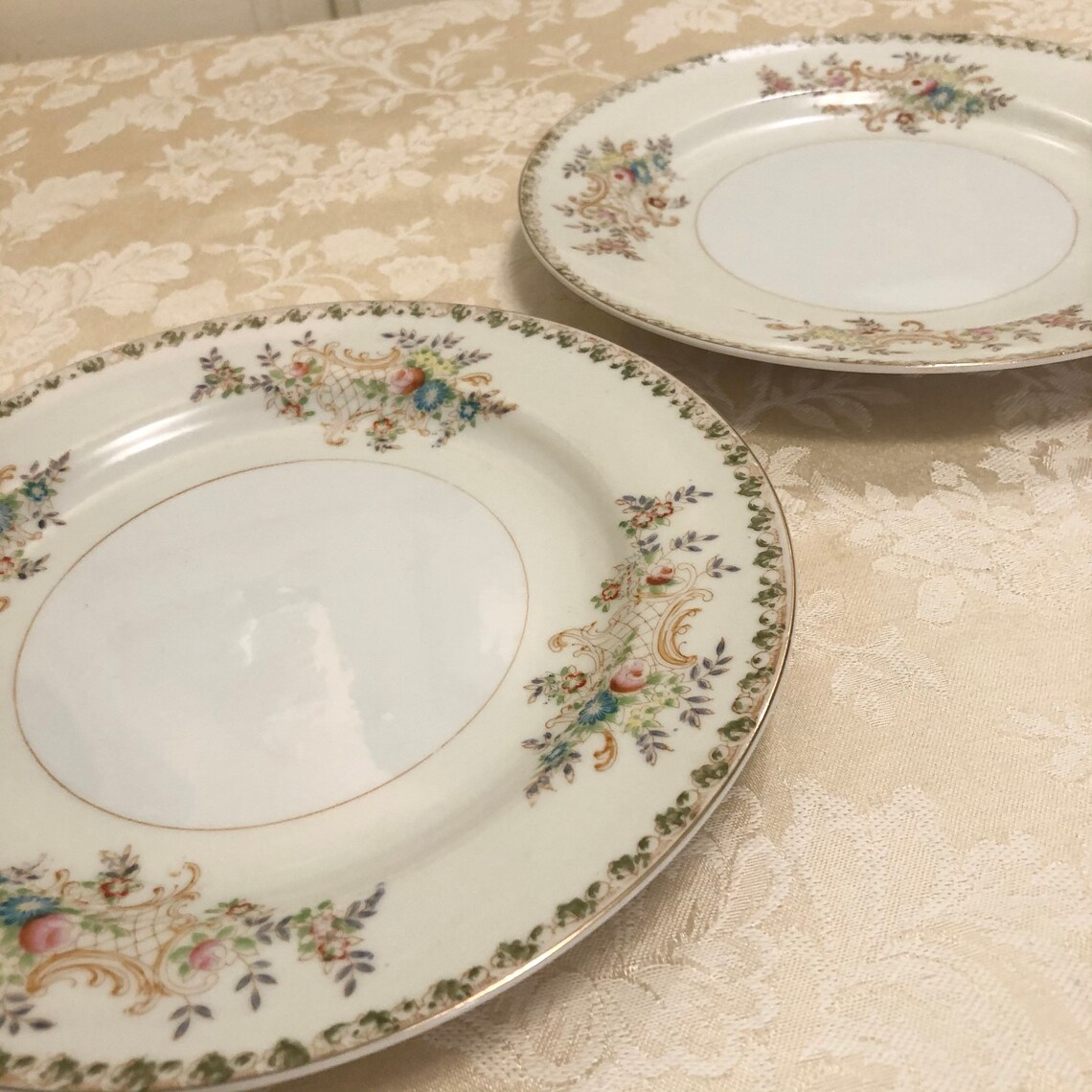 Antique Dinner Plates 9 Inch Small Dinner Plates With Gold Etsy