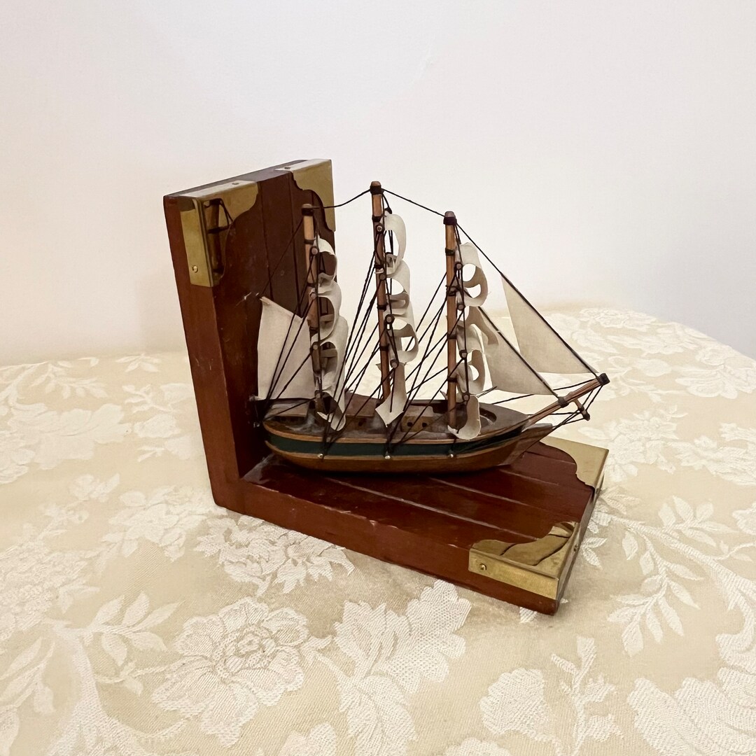 Vintage Ship Bookend Book End Sail Ship or Sail Boat Bookend Vintage