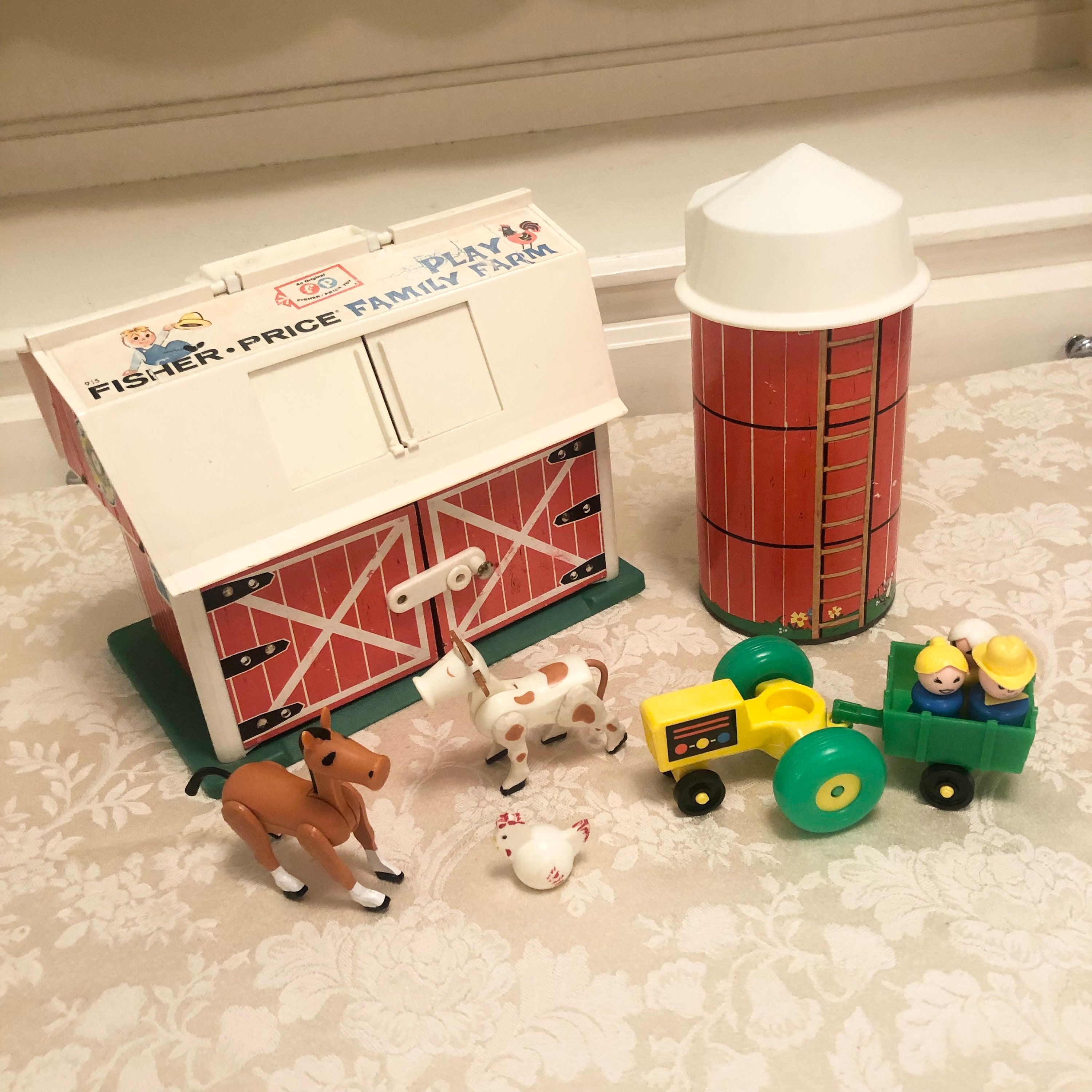 60s Fisher Price Farm House With Silo And Family Mom Dad And Etsy
