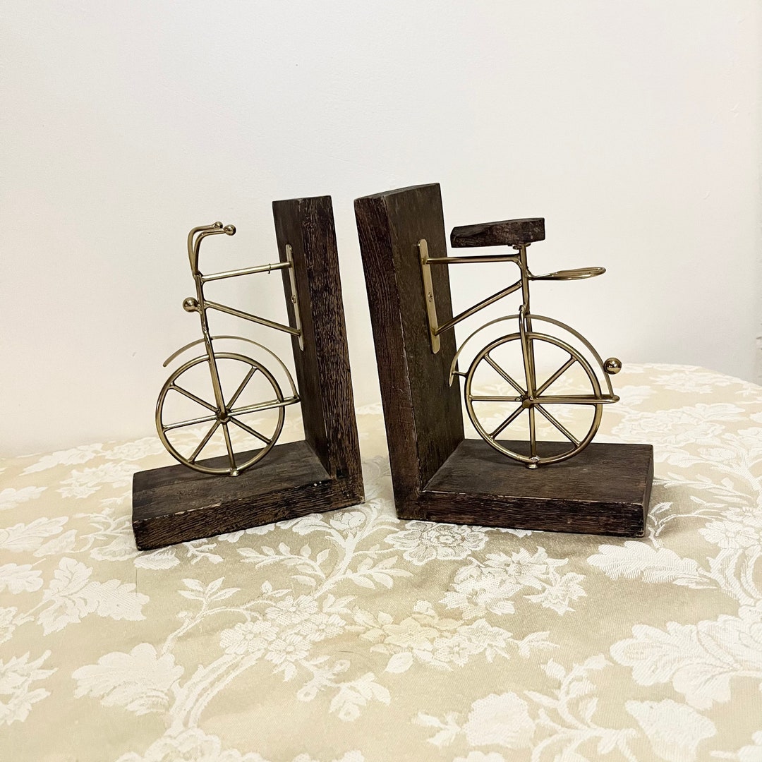 Vintage Bicycle Bookends Bike Office or Den Decor Elegant Book End Art