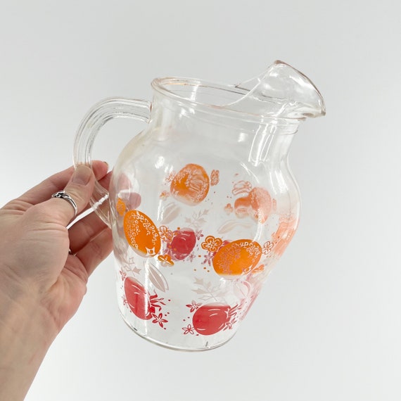 Antique Glass Pitcher Breakfast Carafe Glass Small Serving Pitcher Carafe  Apple Juice Orange Juice Thick Glass Serving Pitcher Juice Carafe 