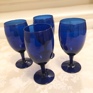 Cobalt Wine Goblets Blue Glasses Dinner And Lunch Glass Ware Elegant Drinking Blue Glass Cobalt Glassware Blue Glass Set Of 4