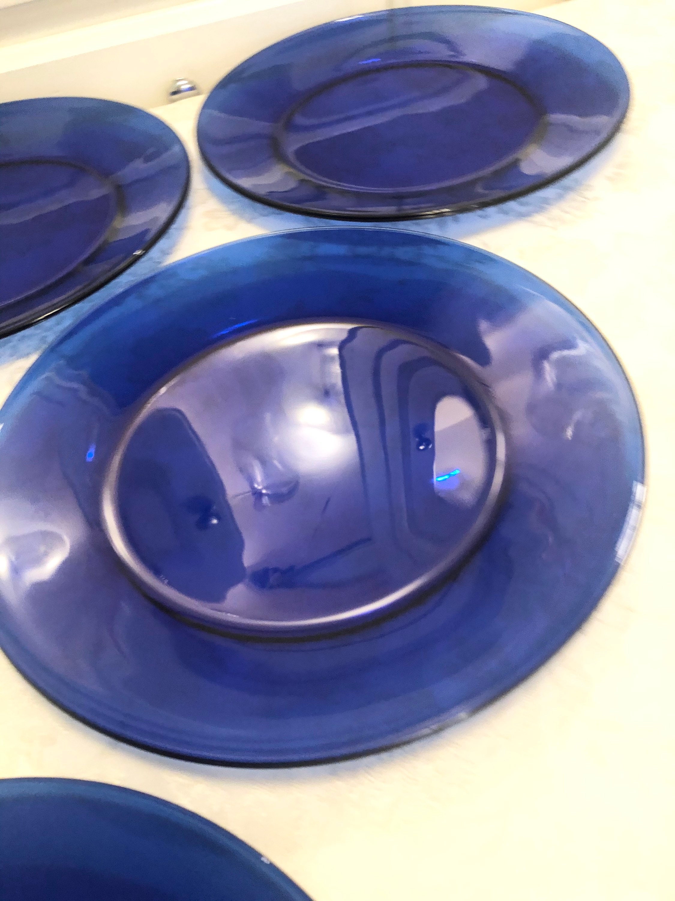 Single Cobalt Tray 13 Inch Blue Glass Serving Plates Vintage Etsy