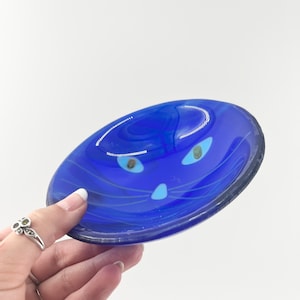 Swirled Cobalt Glass Salsa Bowl Elegant Guacamole Bowl Swirled Blue Glass Salsa Bowl