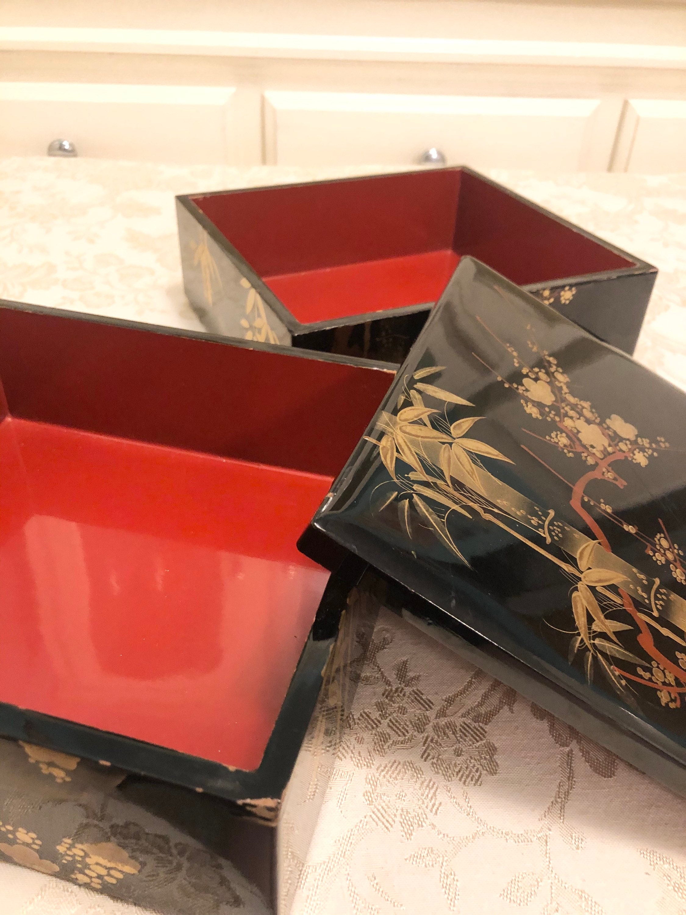 Japanese Box Hand Painted Box Storage Japan Wooden Accessory Etsy