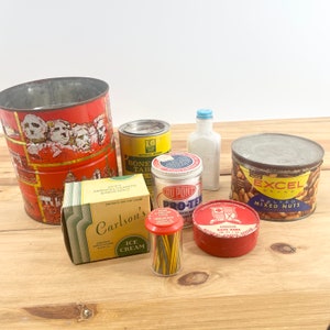 Mid Century Canisters, Jars, Tins And Cans Vintage Kitchen Storage Set Of 8 Tins Canister Sets For Display Antique Decor