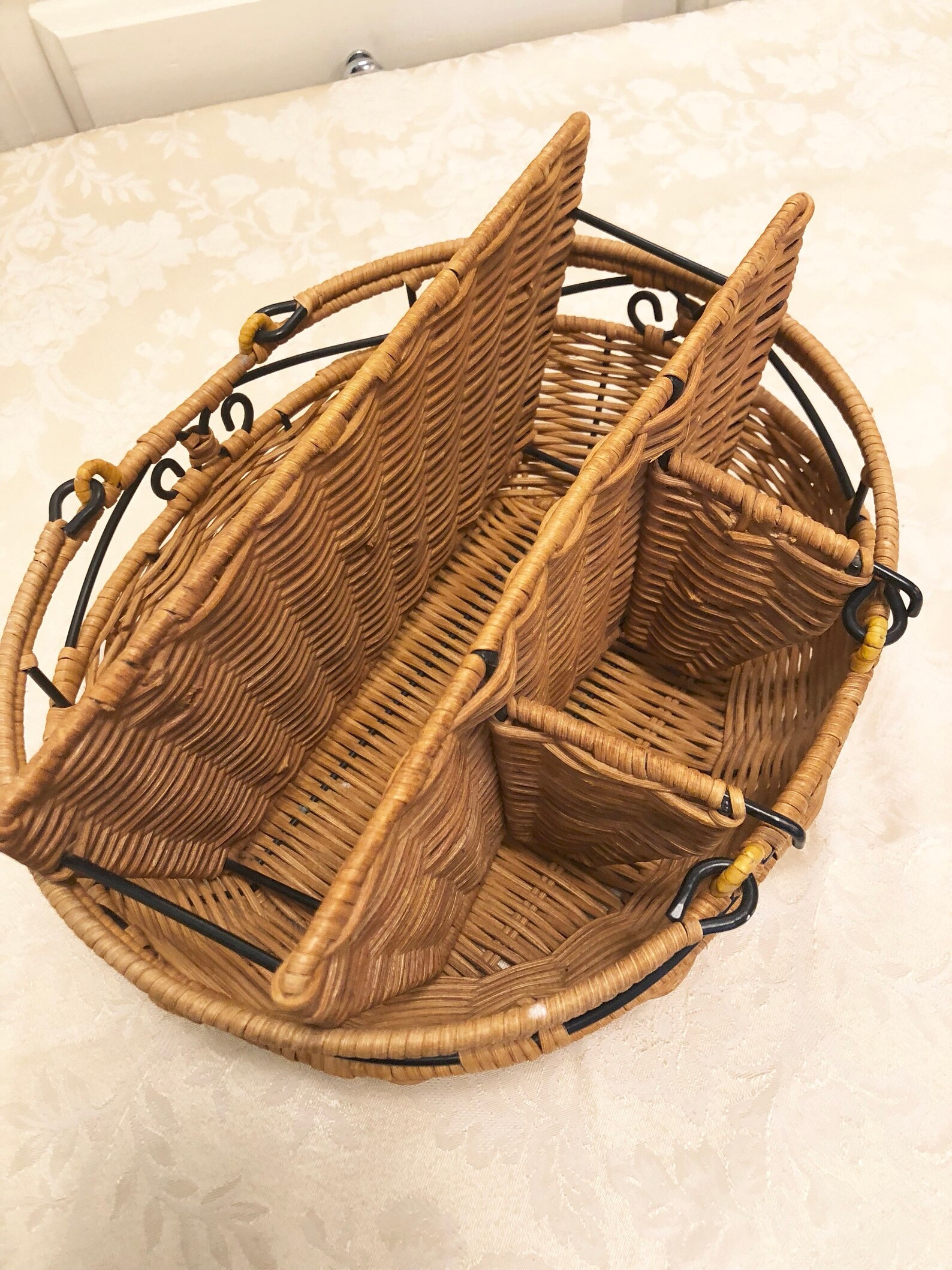 Woven Basket Napkin Holder Wooden Napkin Storage With Solid Etsy