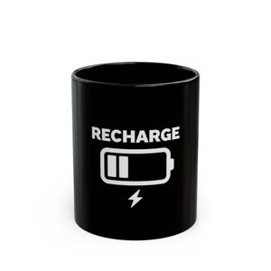 Recharge Coffee Mug - Perfect Gift for Tech Lovers, Office Use, Birthday, Self-Care, or a Fun Pick-Me-Up