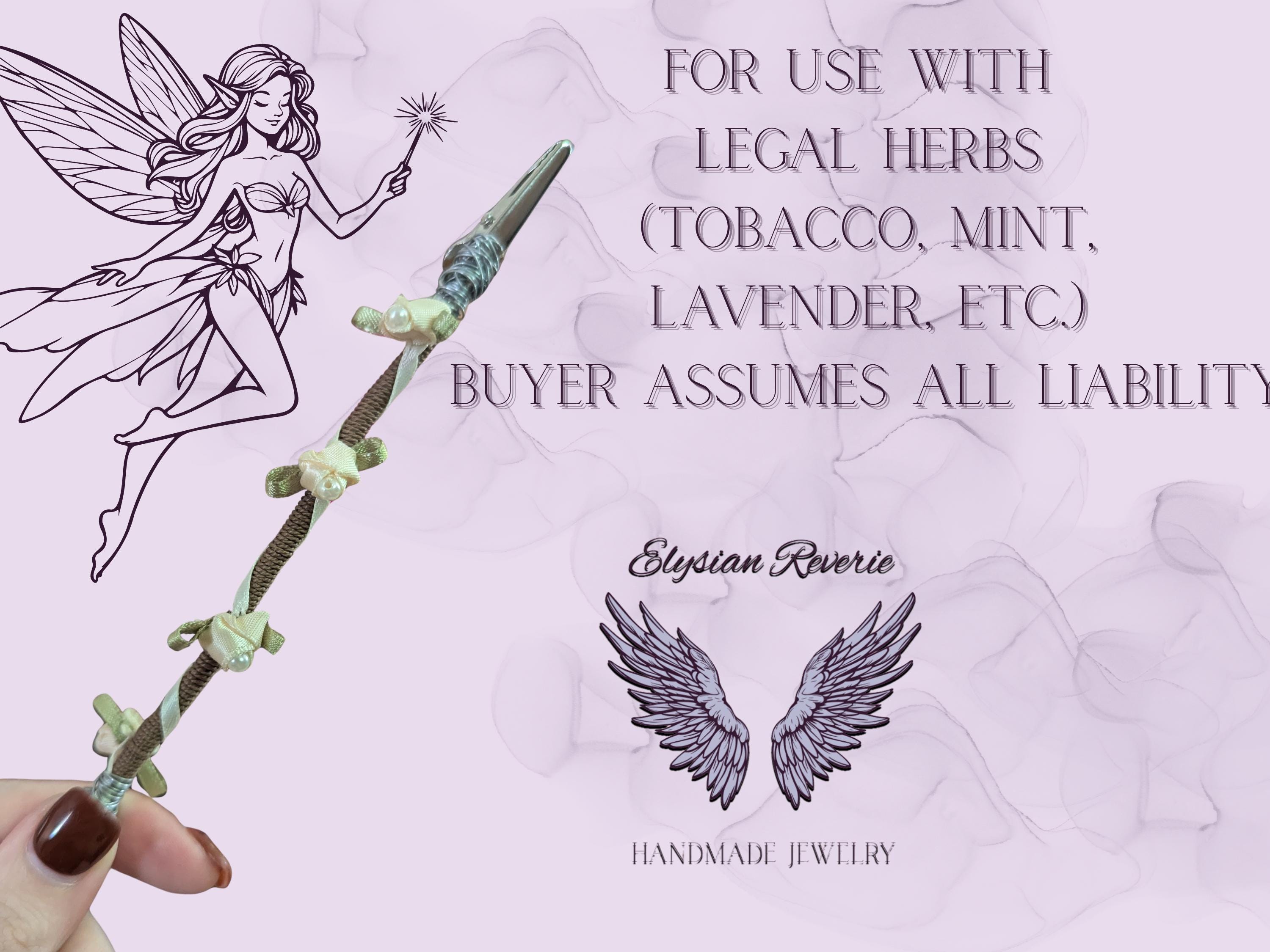 OOAK The Enchanted Garden Herbal Cigarette Clip - Smoking Accessory - Disability Aid - Silk Roses - Thrifted Components - Gardening Girlies - Thumbnail 2