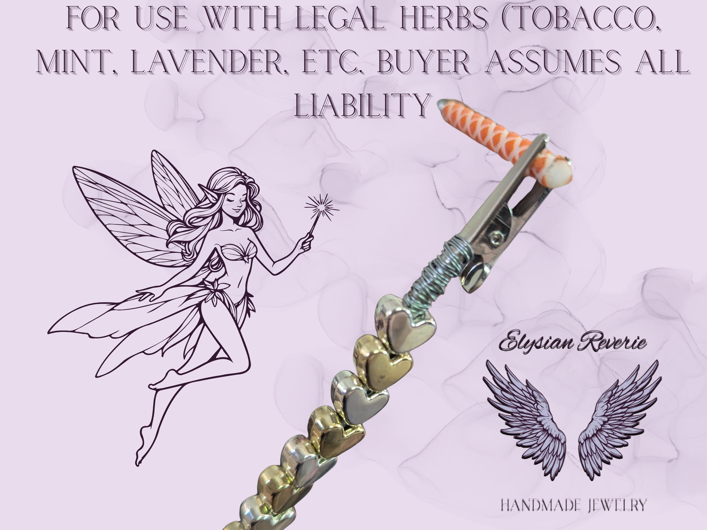 OOAK Adaptive Herbal Cigarette Clip – Graceful Aid for Herbal Rituals - Upcycled - Arthritis Helper - Gold & Silver Hearts - Fidget Friendly - Thumbnail 2