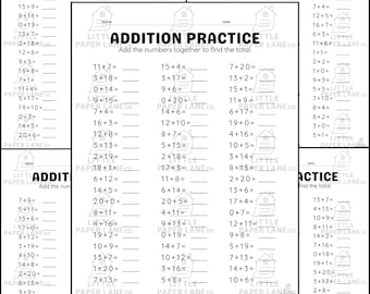 Addition Practice Worksheets: 5-Page Horizontal Math Problems (PDF Download + Answer Key)