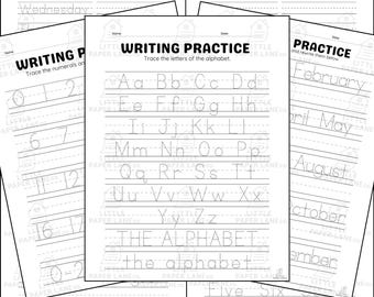 Handwriting Practice Worksheets: Letters, Numbers, Colors, Days of the Week, Months - Printable PDF