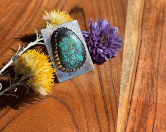 Handmade Cloud Mountain Turquoise Ring - Sterling Silver Native American Style, Size 9