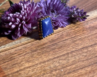 Lapis Lazuli Ring – Handcrafted Sterling Silver & Brass | Native-Inspired Statement Ring | Size 8.5