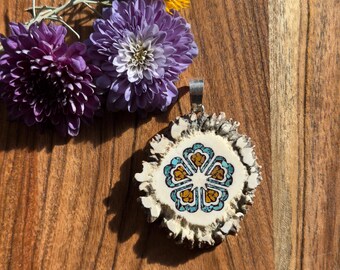 Desert Sunset Antler Pendant – Turquoise & Yellow Jasper Inlay | Sterling Silver Bail | Native Artisan Jewelry