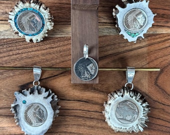 Hobo Nickel Pendant – Turquoise or Sterling Silver Inlay | Handcrafted Artisan Jewelry | Unique Western Pendant